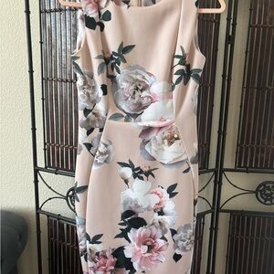 Calvin Klein Blush Floral Midi Dress - Size 6